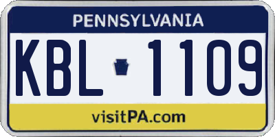 PA license plate KBL1109