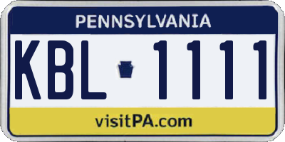 PA license plate KBL1111