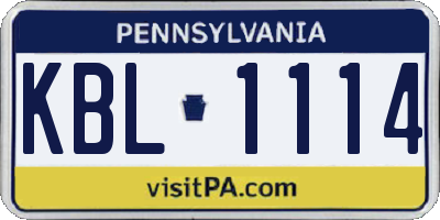 PA license plate KBL1114