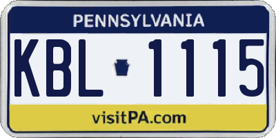 PA license plate KBL1115