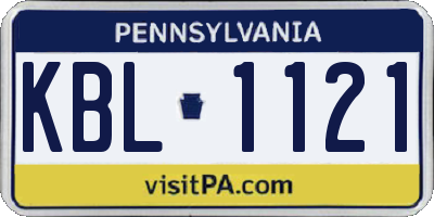 PA license plate KBL1121