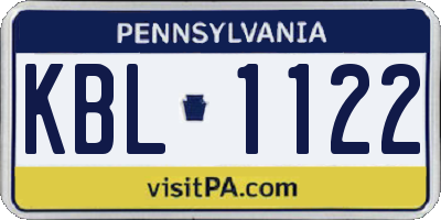 PA license plate KBL1122
