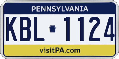 PA license plate KBL1124