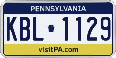 PA license plate KBL1129