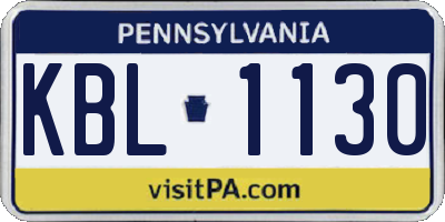PA license plate KBL1130