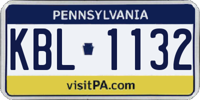 PA license plate KBL1132