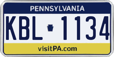 PA license plate KBL1134