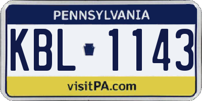 PA license plate KBL1143