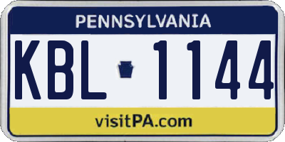 PA license plate KBL1144
