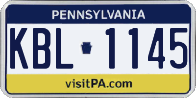 PA license plate KBL1145