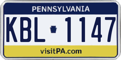 PA license plate KBL1147