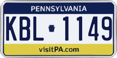 PA license plate KBL1149