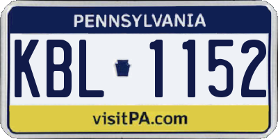 PA license plate KBL1152