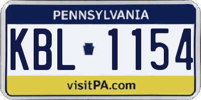 PA license plate KBL1154