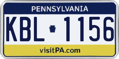 PA license plate KBL1156