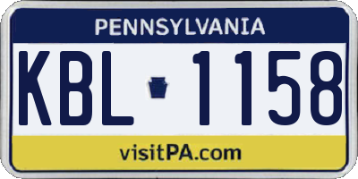 PA license plate KBL1158