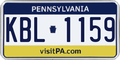 PA license plate KBL1159