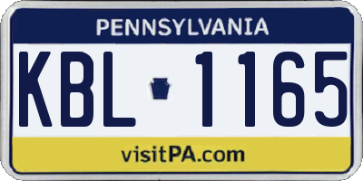 PA license plate KBL1165