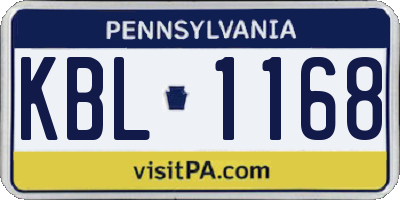 PA license plate KBL1168