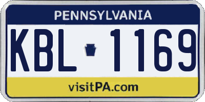 PA license plate KBL1169