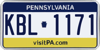 PA license plate KBL1171