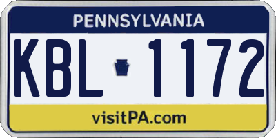 PA license plate KBL1172