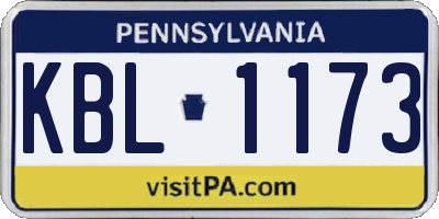 PA license plate KBL1173