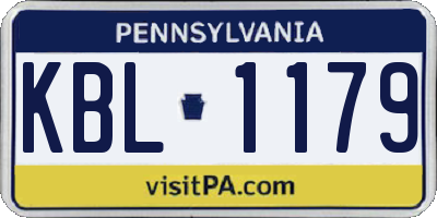 PA license plate KBL1179