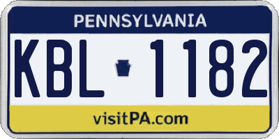 PA license plate KBL1182