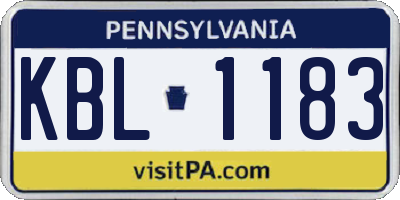 PA license plate KBL1183
