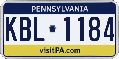 PA license plate KBL1184