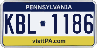 PA license plate KBL1186