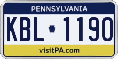 PA license plate KBL1190