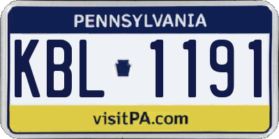 PA license plate KBL1191