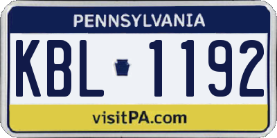 PA license plate KBL1192