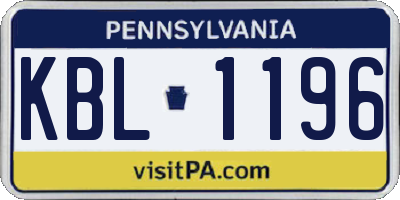 PA license plate KBL1196