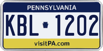 PA license plate KBL1202