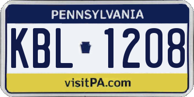 PA license plate KBL1208