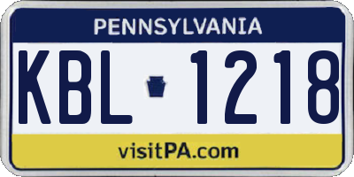 PA license plate KBL1218