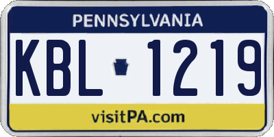 PA license plate KBL1219