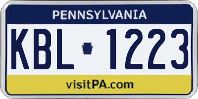 PA license plate KBL1223