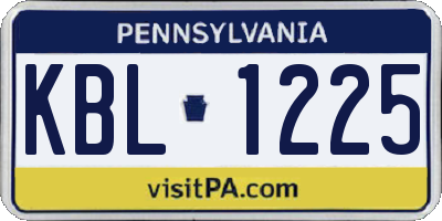 PA license plate KBL1225