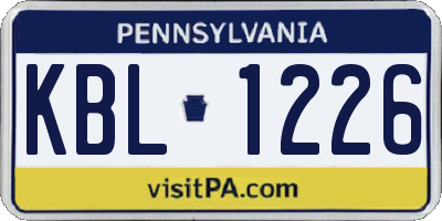PA license plate KBL1226