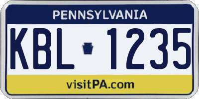 PA license plate KBL1235