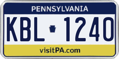 PA license plate KBL1240
