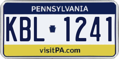PA license plate KBL1241