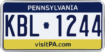 PA license plate KBL1244