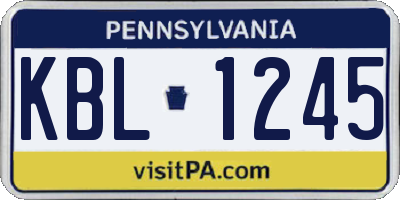 PA license plate KBL1245