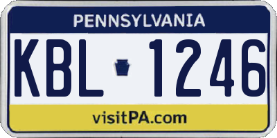 PA license plate KBL1246