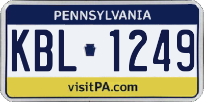 PA license plate KBL1249